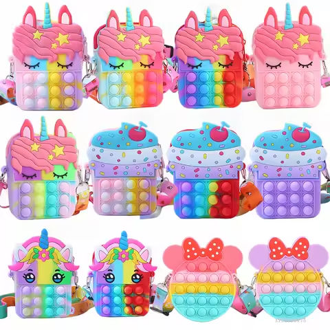 Rainbow Unicorn Bag Fidget Toys for Girls Decompression Stress Relief Funny Messenger Bag Coin Purse Children Gifts Juguetes https://tinyurl.com/222d8kxq