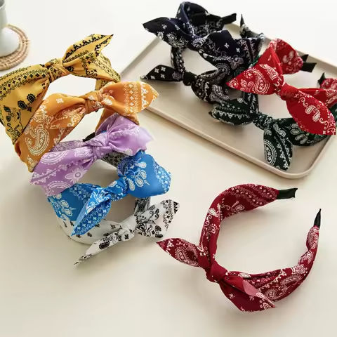 Fashion Cotton Cashew Flowers Printing Soft Wide Hairhoop Hair Accessories for Women Casual Bow Cross Ethnic Headband Wholesale https://tinyurl.com/2b8dlnah