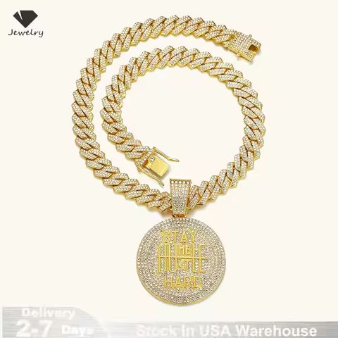 Men Women Hip Hop STAY HARD Pendant Necklace with 13mm Cuban Chain HipHop Iced Out Bling Necklaces Fashion Charm Jewelry USA https://tinyurl.com/2ypw7qsg