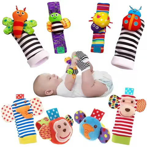 4pcs Baby Rattle Toys Cute Stuffed Animals Wrist Rattle Foot Finder Socks 0~24 Months for Infant Boy Girl Newborn Gift https://tinyurl.com/2xmsj2u2