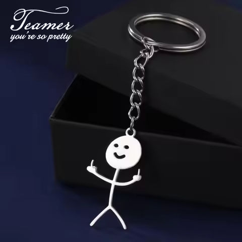 Teamer Funny Middle Finger Stickman Keychain 2025 Cute Trend School Bag Car Key Pendant Couple New Trinket Gift Keyring https://tinyurl.com/23fvgfe9
