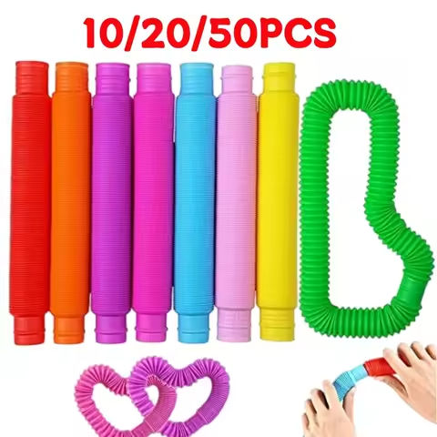 10/20/50PCS Rainbow Pop Tube Pack Telescopic Tube Stress Relief Sensory Toy for Children Adults Learning Toys Brinquedos https://tinyurl.com/24q4bfwb