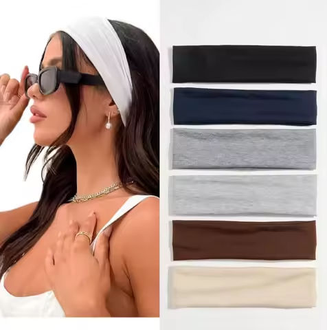 6PCS Simple Basic Solid Color Sports Yoga Hair Bands Running Antiperspirant Sweat Absorbent Headbands for Men and Women https://tinyurl.com/2c94f8k3