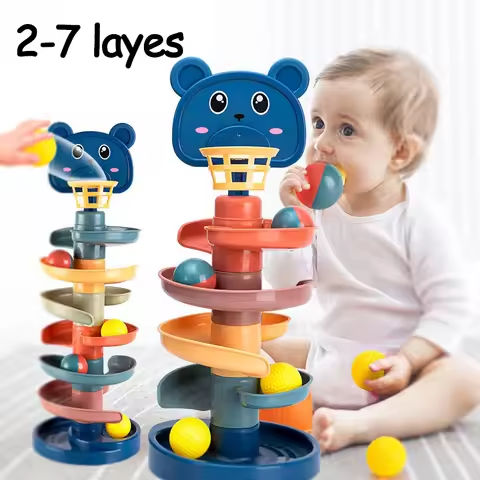 2-7 Layes Track Rolling Ball Pile Tower Early Educational Toy for Babies Rotating Track Educational Stacking Toy for Kids Gift https://tinyurl.com/2867pqxv