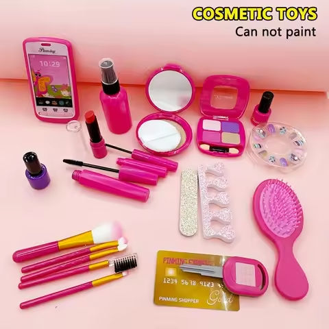 Pretend Makeup Kit For Girls With Cosmetic Bag Toy Makeup Playhouse- Cellphone Travel Set, Nail Beauty Set Lipstick Fun Game https://tinyurl.com/24aoj86w