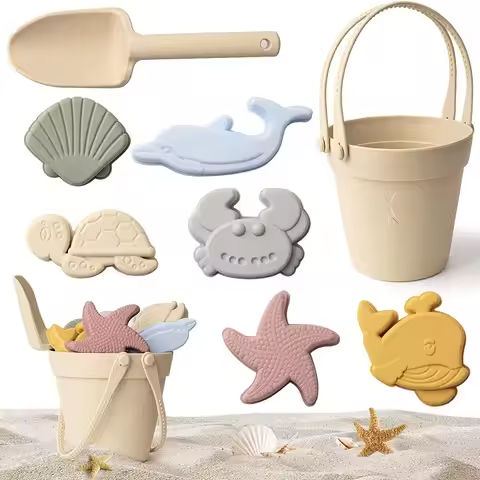 Children Silicone Beach Toy Shovel Ocean Outdoor Parent-child Beach Portable Beach Bucket Durable Sand Digging And Storage Tool https://tinyurl.com/2xunuocg