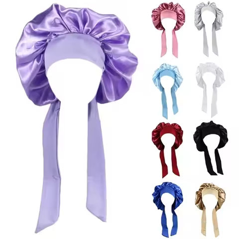 Women Satin Solid Hat Night Sleeping Shower Cap High Elastic Hair Bonnet Hat Head Cover Satin Turban Hair Care Bonnet Nightcap https://tinyurl.com/2xuqdrpe