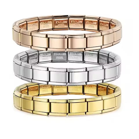 9mm Width Italian Charm Bracelet Fashion Stainless Steel Bangle Elastic Link Chain High Quality Factory DIY https://tinyurl.com/285jxlms