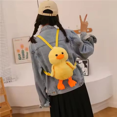 33cm Small Yellow Duck Plush Backpack Kawaii Stuffed Animal Duck Bag Cartoon Cute Soft Schoolbag Girls Children’s Day Gifts https://tinyurl.com/26he9d48