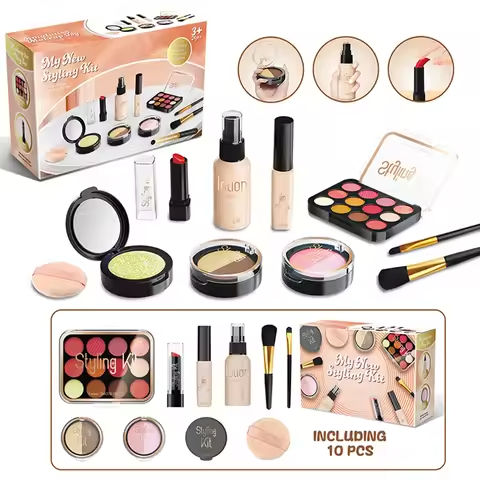 Pretend Fake Makeup Set for Toddler Girl Beauty Toy Simulation Not Real Cosmetics Eye Shadow Palette Lipstick Applicator Kid Toy https://tinyurl.com/2ypcjycy
