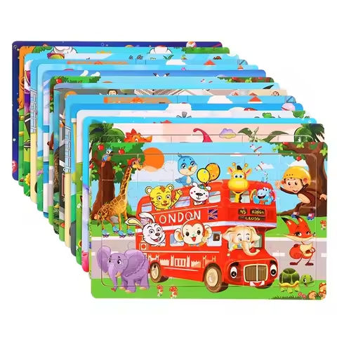 New 30 Pieces Wooden Puzzles Cartoon Animal Traffic Tangram Wood 3d Puzzle Montessori Educational Toys for Children Gifts https://tinyurl.com/24p85tr5