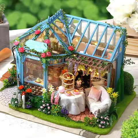Wooden Dollhouse Kit Handmade Building Model Flower Garden 3D Puzzle Assembly Toys Miniature Doll House With Furniture https://tinyurl.com/22wnvd9p