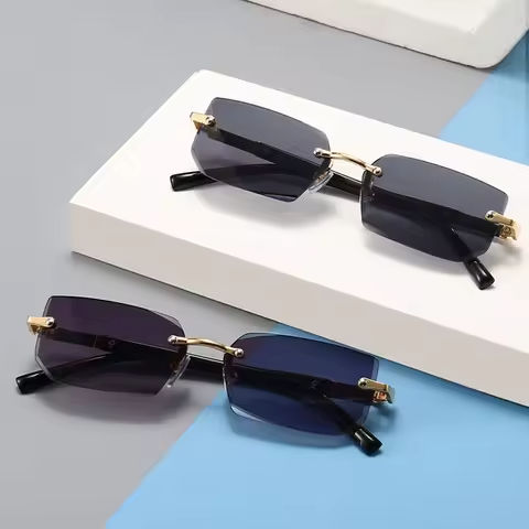 Fashion Rimless Sunglasses Men Women Populare Frameless Sun Glasses Male Female Classic Small Square Summer Traveling Shades https://tinyurl.com/24duhf7h