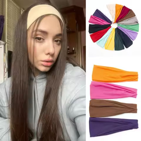 New Women Solid Color Elastic Hair Bands Yoga Headband Fashion Turban Makeup Hair Hoop Vintag Knotted Headwrap Hair Accessories https://tinyurl.com/28t938nn