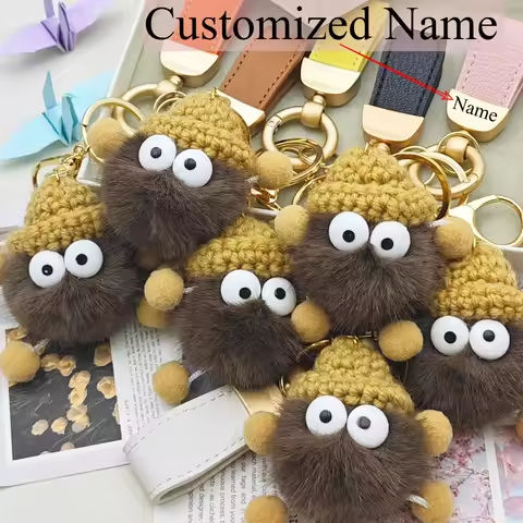 Kawaii Mink Fur Lanyard Custom Name Keychain Cute Briquettes Fluffy Keyring Fairy Toy Key Chain Ring Mini Plush Gift https://tinyurl.com/29h3uont