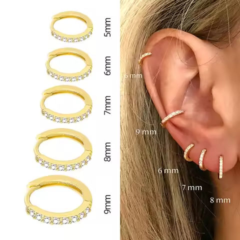 2PCS Stainless Steel Minimal Crystal Zirconia Hoop Earrings Gold Silver Color Small Huggie Cartilage Earring Piercing Jewelry https://tinyurl.com/2xrshvck