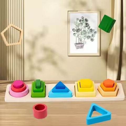 Montessori Wooden Sorting Stacking Toys Shape Color Sort Block Puzzles Toddler Geometric Stacking Toys for Baby Early Education https://tinyurl.com/25dkkboa