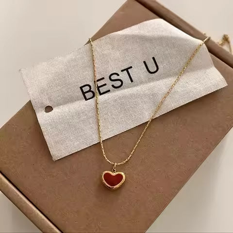 Red Heart Pendant Necklace Gold Color Stainless Steel Chain Necklace on The Neck Love Necklaces for Women Party Jewelry Gift https://tinyurl.com/27ukycan