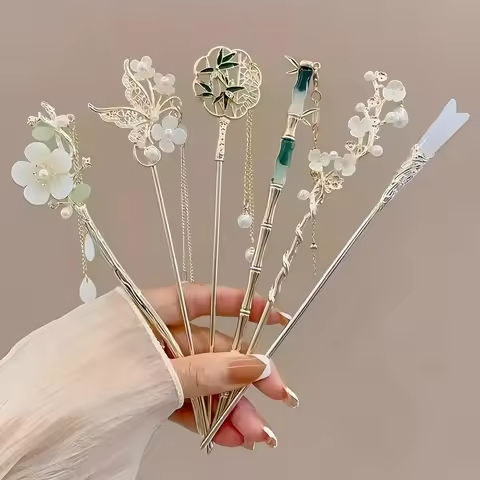 Elegant Chinese Style Hair Clip Tassel Hair Stick Traditional Floral Design Hairstyle Accessory Women Jewelry Hairpin Hairneedle https://tinyurl.com/29s7zqwf