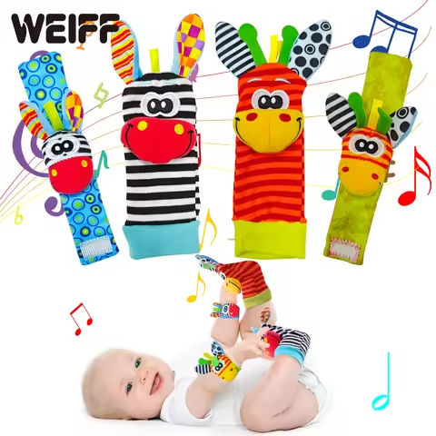 4PCS Baby Rattles Toys 0-12 Months Baby Toys Animal Socks Wrist Strap Sock Set Rattle Baby Foot Socks Sensory Toys for Babies https://tinyurl.com/25g6344y