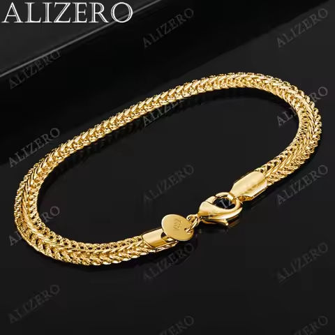 ALIZERO 925 Sterling Silver 18K Gold 6mm Sideways Chain Bracelets For Women Men Wedding Banquet Party Gift Fashion Jewelry https://tinyurl.com/2cf2kc73