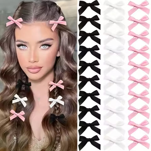 5-24Pcs Y2k Girls Bows Mini Hair Clips Metal Hairpin Headwear Barrette Handmade Ribbon Bow Bangs Clip Fashion Hair Accessories https://tinyurl.com/2xtjv8uz