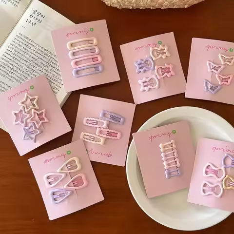 4pcs/set Cute Colorful Geometric Mini Hair Clips For Girls Sweet Hair Ornament Hairpins Barrettes Kids Lovely Hair Accessories https://tinyurl.com/2a8x2jq6