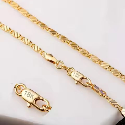 Fashion 18k Gold Necklace 2MM 16/18/20/22/24/26/28/30 Inch Side Chain Necklace For Women Men Jewelry 925 Silver Necklace https://tinyurl.com/23xd27gu