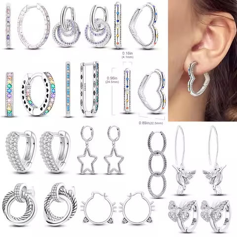 Hoop Earrings 925 Silver Sparkling Pave U Shape Butterfly Heart Fashion Earring Jewelry Gift For Women Girl PartyEngagement https://tinyurl.com/2c6h4bab