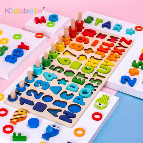 Wooden Puzzles Shape Sorter Montessori Toy Magnetic Fishing Game Counting Stacking Kids Preschool Alphabet Number Learning Toy https://tinyurl.com/29dt75v9