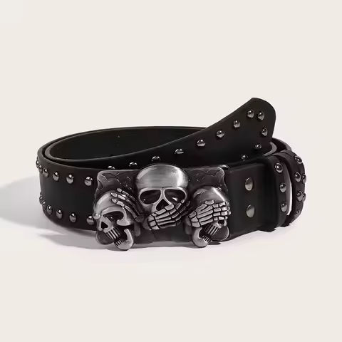 Designer Punk Belts For Women High Quality Luxury Brand Skull  Rivet Unisex Waist Men Waistband Goth Belt for Jeans https://tinyurl.com/29yl94gr