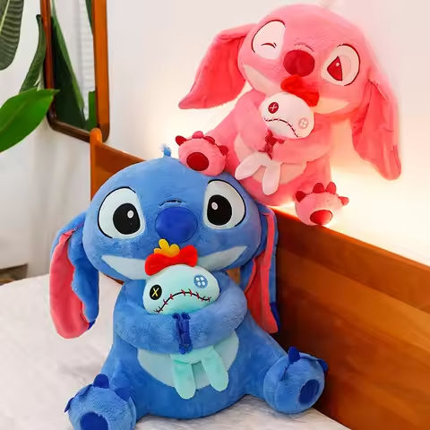 New Disney Cartoon Lilo & Stitch Plush Toy Kawaii Stitch Hug Scrump Soft Stuffed Anime Pillow Doll Room Decoration Holiday Gift https://tinyurl.com/27ubng88