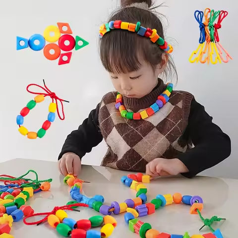 Beaded Diy Handmade Puzzle Wearing Beads Building Blocks EarlyEducation Geometry Shape Bracelet Toy https://tinyurl.com/26mm6osr