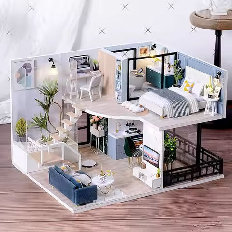 Doll House Kit 3D Wooden Mini DollHouse Assembly Building with Furniture Kit Toys Children’s Birthday Gift 3D Puzzle Handmade https://tinyurl.com/29pgyhhz