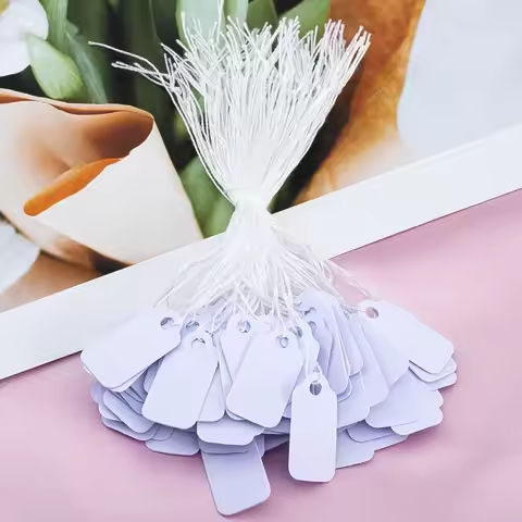 100Pcs Jewelry String Cord Price Tags Rectangle White Blank Labels for Jewelry Display Card Promotion Label Hang Paper Tag https://tinyurl.com/25gxudjk