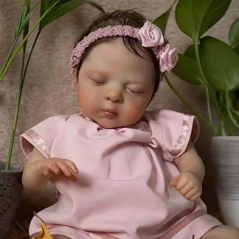 1PC 10in 26cm mini Reborn doll, wearing pink dress, cute reality simulation doll, hand-rooted hair, https://tinyurl.com/2yubjna9