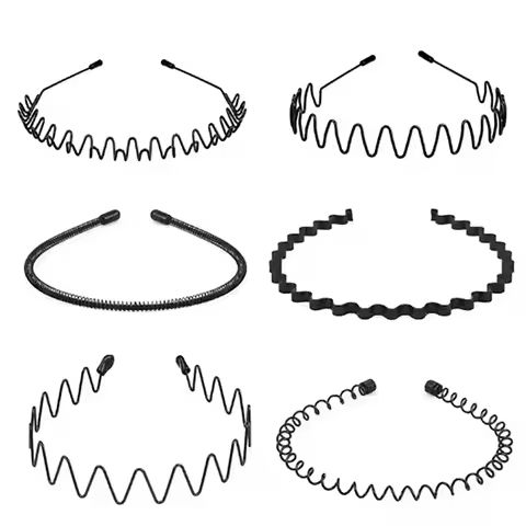 3/6 Pieces Metal Headbands Wavy Hairband Hair Hoop Sports Fashion Hair Bands Unisex Elastic Non Slip Simple Headwear Accessories https://tinyurl.com/22vvbn32