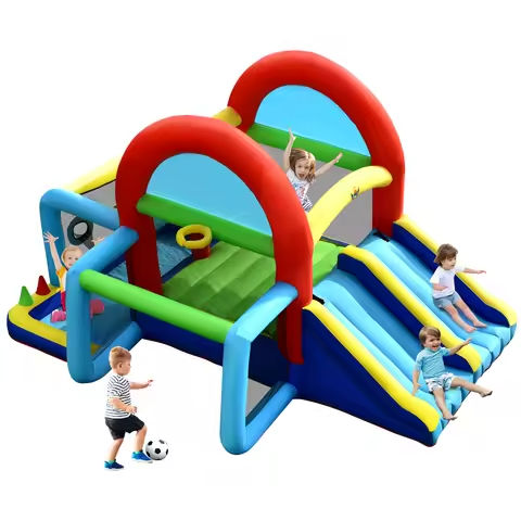 Inflatable Bounce House Kids Bouncy Jumping Castle w/ Dual Slides Without Blower https://tinyurl.com/25lpe6o8
