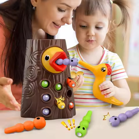 Montessori Educational Toys for Children Woodpecker Catch Worms Toy Toddler Kids Magnetic Games for Babi Development Busy Board https://tinyurl.com/2xradrdd