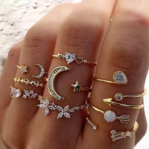 9Pcs/Set Vintage Gold Color Love Heart Butterfly Metal Rings Set for Women Simple  Assembly Rings Paty Jewelry Gift Accessries https://tinyurl.com/2delrvhc