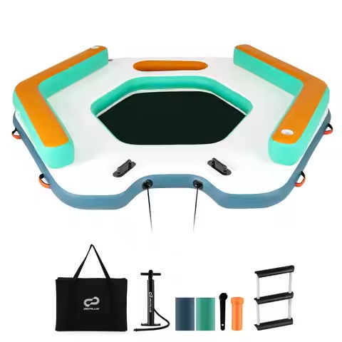 8.7 ft Inflatable Floating Dock w/ Detachable Ladder Mesh Swim Lounge Beach https://tinyurl.com/28sarsbn