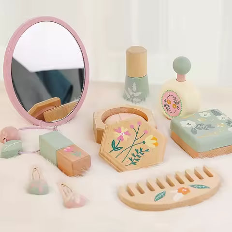 Children’s simulation makeup toys, playing house, wooden girl role-playing, dressing up, gift, makeup bag set https://tinyurl.com/22t9jqb7