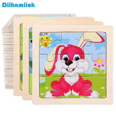 11cm/4.33in Kids Wooden Jigsaw Puzzle Games Cartoon Animal Vehicle Pattern Children Montessori Educational Toys https://tinyurl.com/2xqjuggs