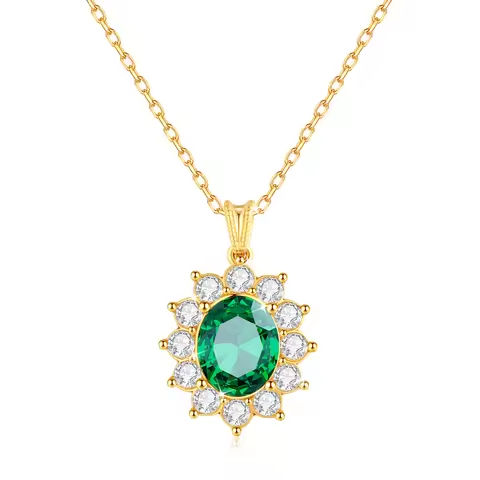 Au750 Gold Real 18k Emerald Necklace Women Oval Stone 8*10mm With Certificate Luxury Princess Diana K Gold Wedding Royal Jewlery https://tinyurl.com/26jee8y9