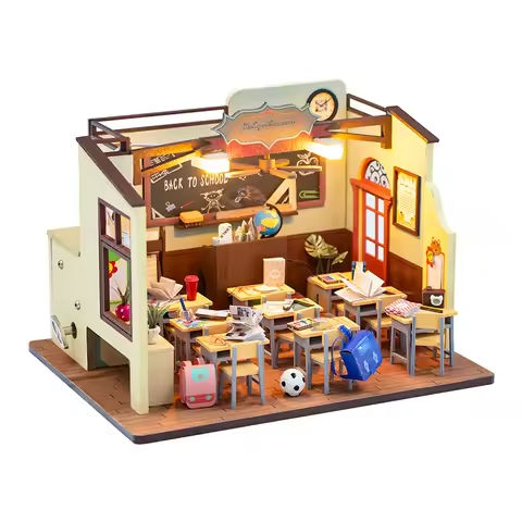 Back To School Handmade Classroom Miniature Model Doll House For Kids Mini 3D Wooden Puzzles Classroom Assembly Start of School https://tinyurl.com/26dkpluk
