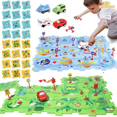 Puzzle Racer Kids Car Track Set Plastic Floor Puzzles for 3 4 5 6 Year Old Boys Montessori Toys Brain Toys 2024 NEW https://tinyurl.com/28ym9qt8