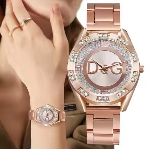 Luxury New Brand Women Watch Fashion with Diamonds Crystal Design Quartz Watches Leisure Rose Gold Stainless Steel Strap Clock https://tinyurl.com/2aflhn5s