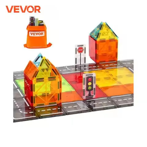 VEVOR 56 PCS Magnetic Tiles Magnet Building Blocks Set Construction Game Stacking Toys STEM Sensory Educational for Kids Gift https://tinyurl.com/25rgbf5o