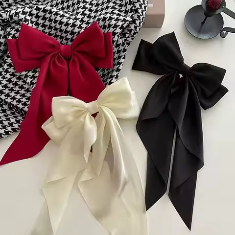 Elegant Solid Large Bow Ribbon Hair Clip For Women Girl Sweet Headbands Soft Satin Hairpin Hairgrip Fashion Hair Accessories https://tinyurl.com/24t6jydv