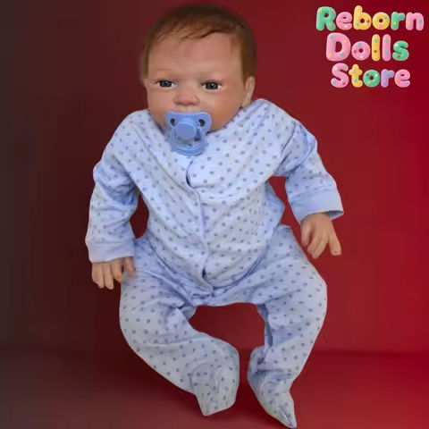20-Inch Handmade Bebe Reborn Doll: Soft Vinyl Newborn with Cloth Body, Rooted Hair, Blue Dot Dress – Perfect Gift Toy https://tinyurl.com/2ajgqpta